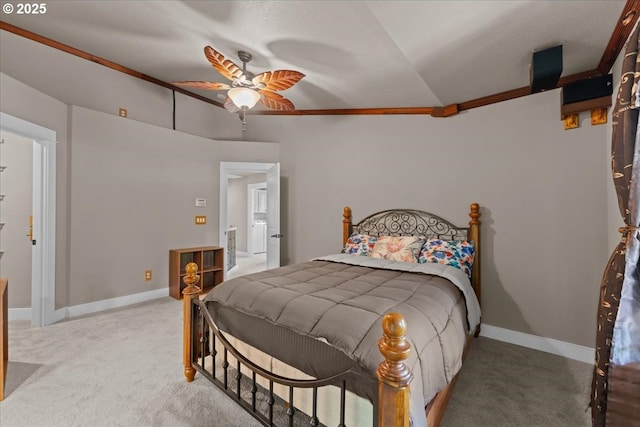 7444 SE 114th Ave, Portland, OR 97266 - bedroom with light colored carpet, crown molding, ceiling fan, and baseboards