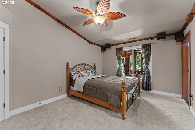 7444 SE 114th Ave, Portland, OR 97266 - carpeted bedroom featuring vaulted ceiling, baseboards, and a ceiling fan