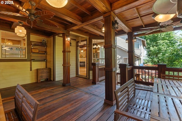 7444 SE 114th Ave, Portland, OR 97266 - wooden terrace with ceiling fan
