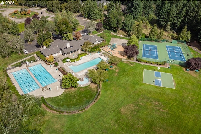 11255 SW Chickadee Ter, Beaverton, OR 97007 - aerial view of property and surrounding area featuring a pool