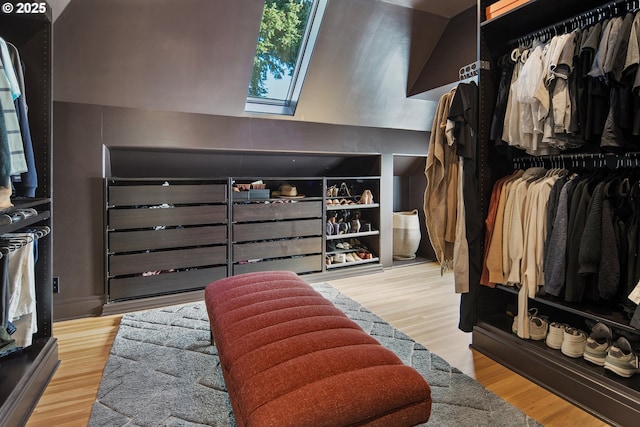 walk in closet with hardwood / wood-style floors