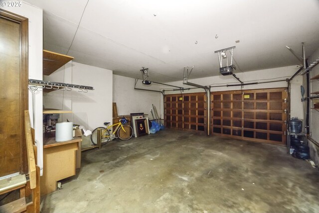 garage with a garage door opener