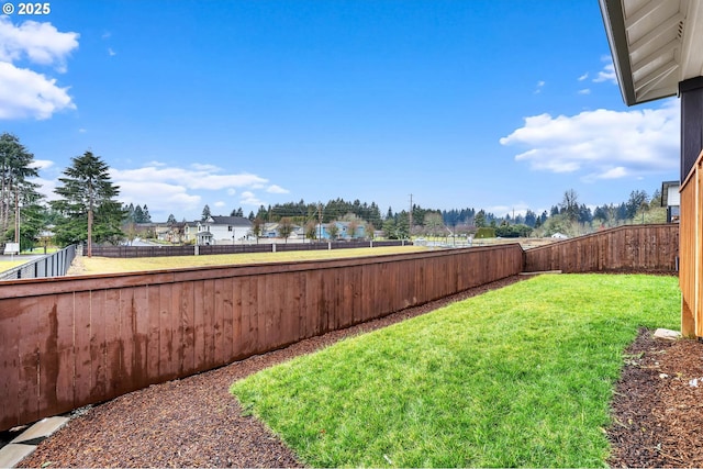 view of yard featuring a fenced backyard