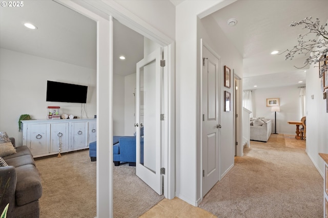 3 Patty Cir, Milton-Freewater, OR 97862 - hall featuring light colored carpet, recessed lighting, and baseboards
