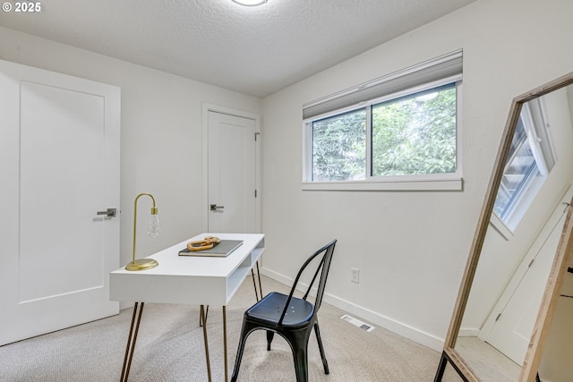 3711 N Alaska Pl, Portland, OR 97217 - home office with light carpet, a textured ceiling, and baseboards