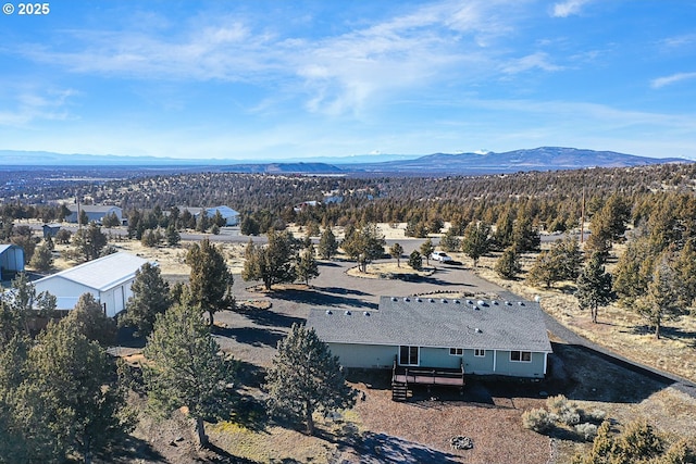 aerial view with a mountain view