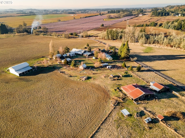 birds eye view of property featuring a rural view