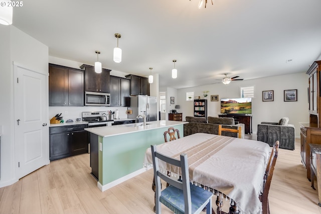15506 NE 72nd Way, Vancouver, WA 98682 - kitchen with appliances with stainless steel finishes, a sink, a ceiling fan, light wood-style floors, and plenty of natural light