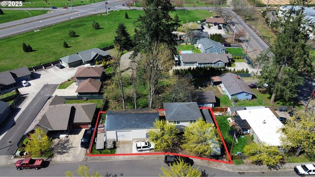 1072 53rd St, Springfield, OR 97478 - aerial perspective of suburban area featuring property boundaries highlighted
