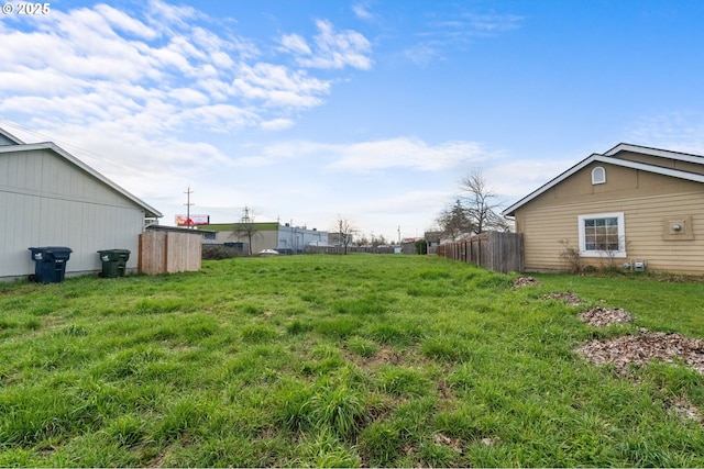 view of yard featuring fence