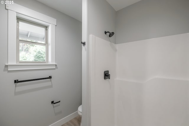 7320 Tanglewood Ave, Gleneden Beach, OR 97388 - full bathroom featuring a shower and wood finished floors