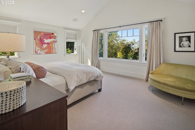 17900 Crestline Dr, Lake Oswego, OR 97034 - carpeted bedroom with vaulted ceiling and recessed lighting