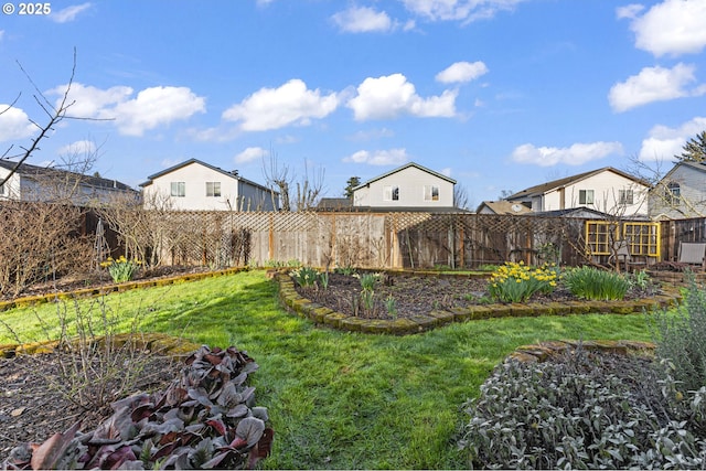 view of yard featuring a fenced backyard