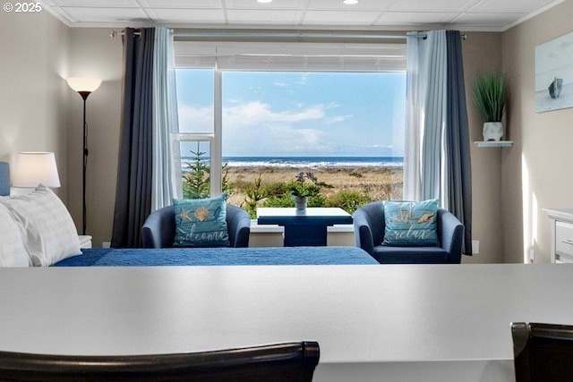 bedroom with a water view