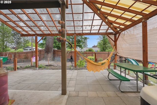 view of patio with a fenced backyard