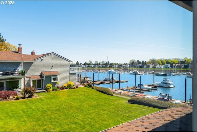 530 N Hayden Bay Dr, Portland, OR 97217 - dock area featuring a lawn and a water view