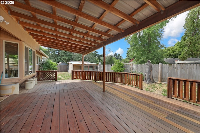 945 Irving Ct, Eugene, OR 97404 - deck featuring a shed and a fenced backyard