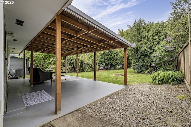 view of patio with central AC unit