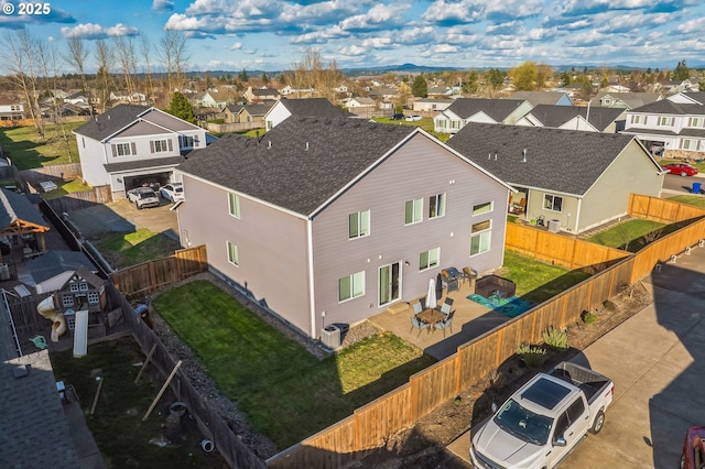 bird's eye view with a residential view