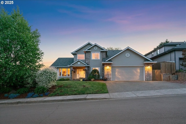5277 Landon St, Salem, OR 97306 - traditional-style house with an attached garage, concrete driveway, and brick siding