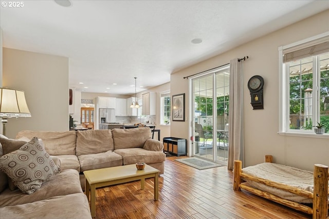 5277 Landon St, Salem, OR 97306 - living area featuring hardwood / wood-style flooring and recessed lighting