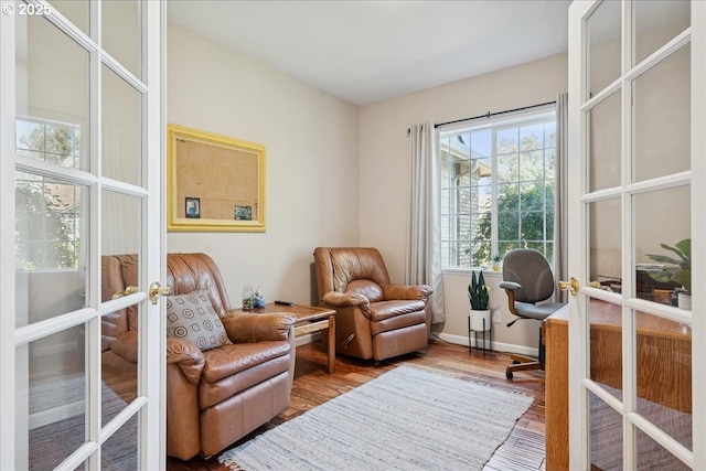 5277 Landon St, Salem, OR 97306 - home office with french doors, wood finished floors, and baseboards