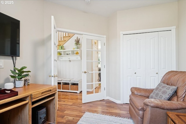5277 Landon St, Salem, OR 97306 - sitting room featuring light wood-style flooring, french doors, and baseboards