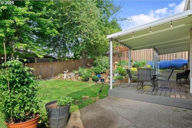 5277 Landon St, Salem, OR 97306 - view of yard with a deck and outdoor dining area