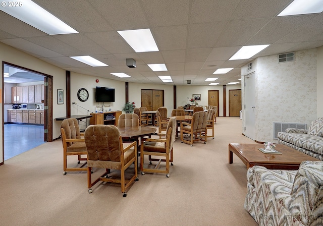 13775 SW Scholls Ferry Rd Unit 16, Beaverton, OR 97008 - dining area featuring a paneled ceiling and light colored carpet