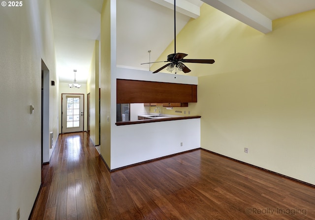 13775 SW Scholls Ferry Rd Unit 16, Beaverton, OR 97008 - unfurnished living room with ceiling fan and dark wood-style floors