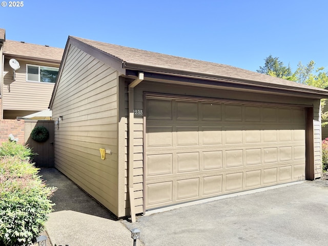 view of detached garage