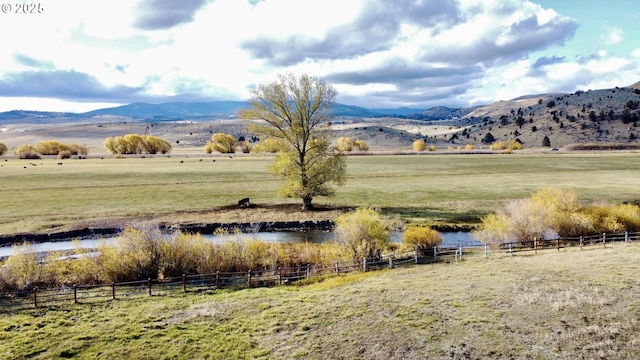 property view of mountains with a rural view and a water view