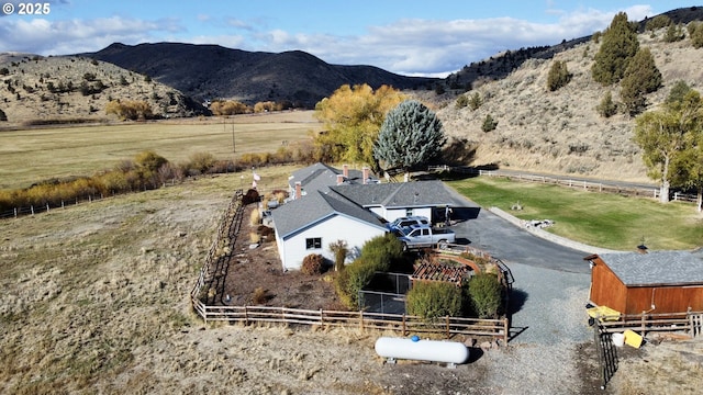 exterior space featuring a mountain view and a rural view