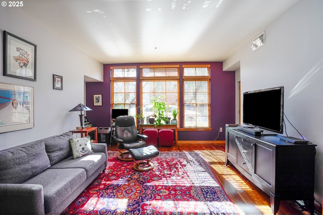 living area featuring wood finished floors