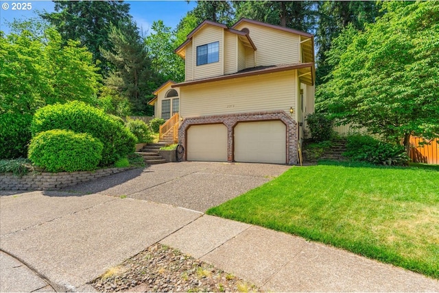 20916 SW Siletz Ct, Tualatin, OR 97062 - traditional home featuring brick siding, an attached garage, stairs, and driveway