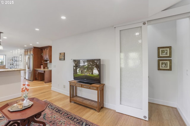 living room with light wood-type flooring