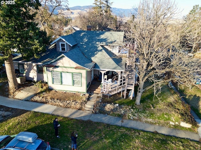 drone / aerial view with a mountain view