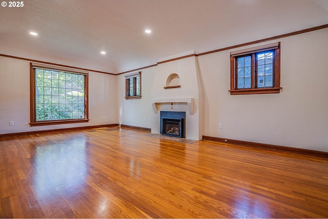 unfurnished living room featuring light hardwood / wood-style floors