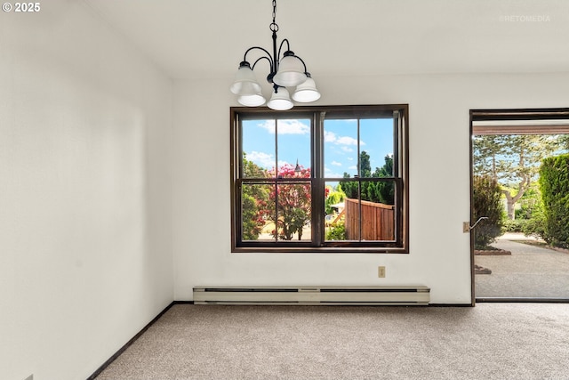 12665 SW Prince Edward Ct Unit A, Portland, OR 97224 - unfurnished dining area with carpet flooring, a chandelier, and plenty of natural light