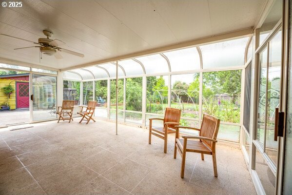 855 E 39th Ave, Eugene, OR 97405 - sunroom featuring plenty of natural light, a ceiling fan, and floor to ceiling windows