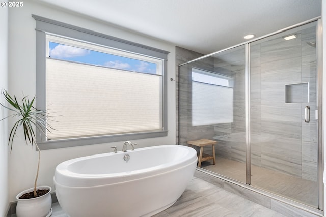 19294 Boulder Run Ct, Oregon City, OR 97045 - bathroom featuring a freestanding tub and a shower stall