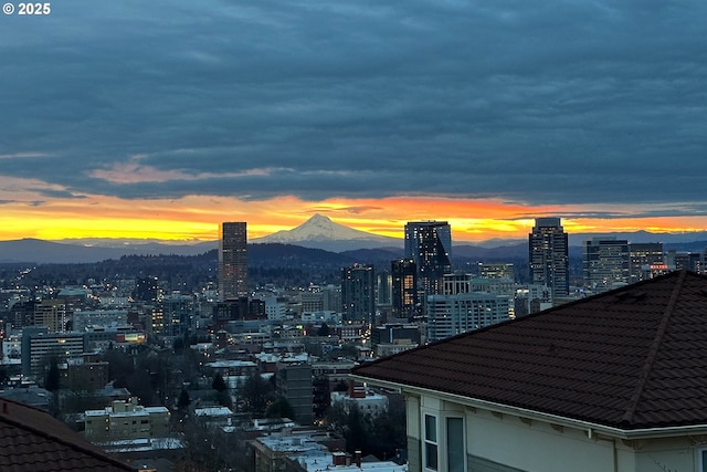 view of city featuring a mountain backdrop
