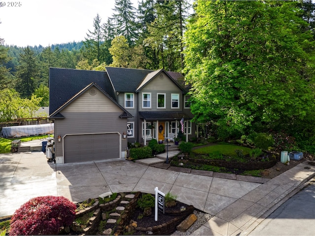 view of front of house with a garage