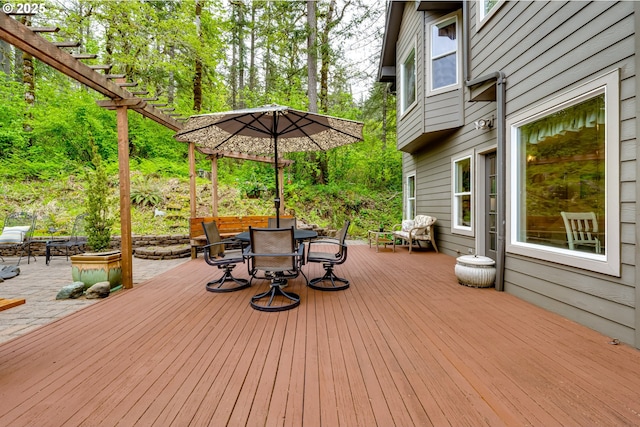 wooden terrace featuring a pergola