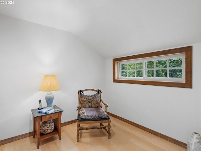 33901 Merrill Creek Rd, Deer Island, OR 97054 - living area featuring light wood-type flooring, vaulted ceiling, and baseboards