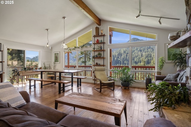 49867 Hills Creek Rd, Oakridge, OR 97463 - sunroom featuring beamed ceiling