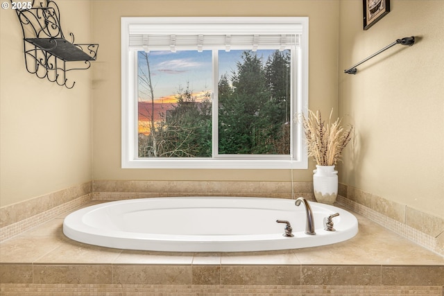 full bathroom with a garden tub