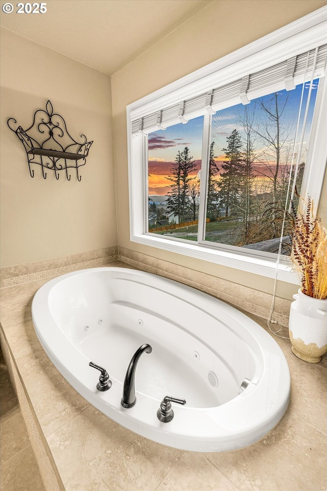 bathroom featuring a jetted tub