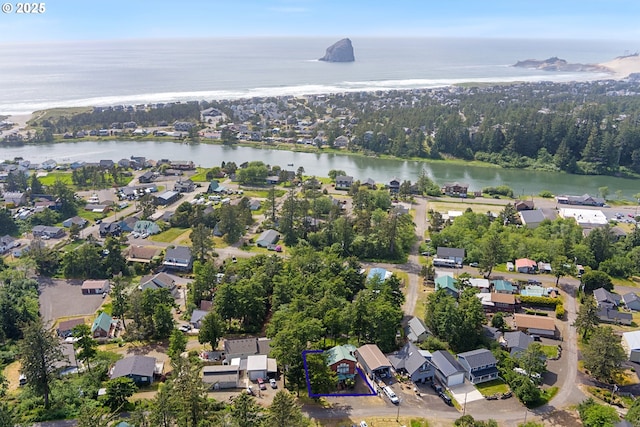 34700 Hill St, Pacific City, OR 97135 - aerial view of property and surrounding area with a nearby body of water, nearby suburban area, and property parcel outlined