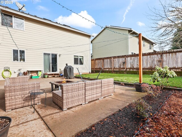 37388 SE Olson St, Sandy, OR 97055 - fenced backyard featuring outdoor lounge area and a patio